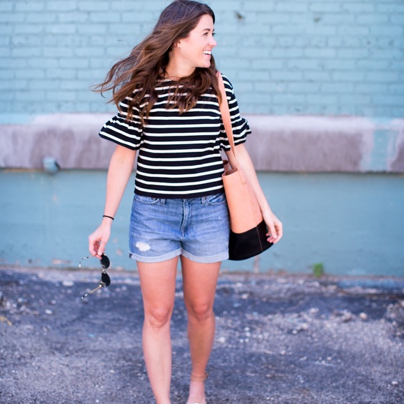 *SOLD* J.Crew Ruffle Sleeved Striped Top Size S - Picture 8 of 8